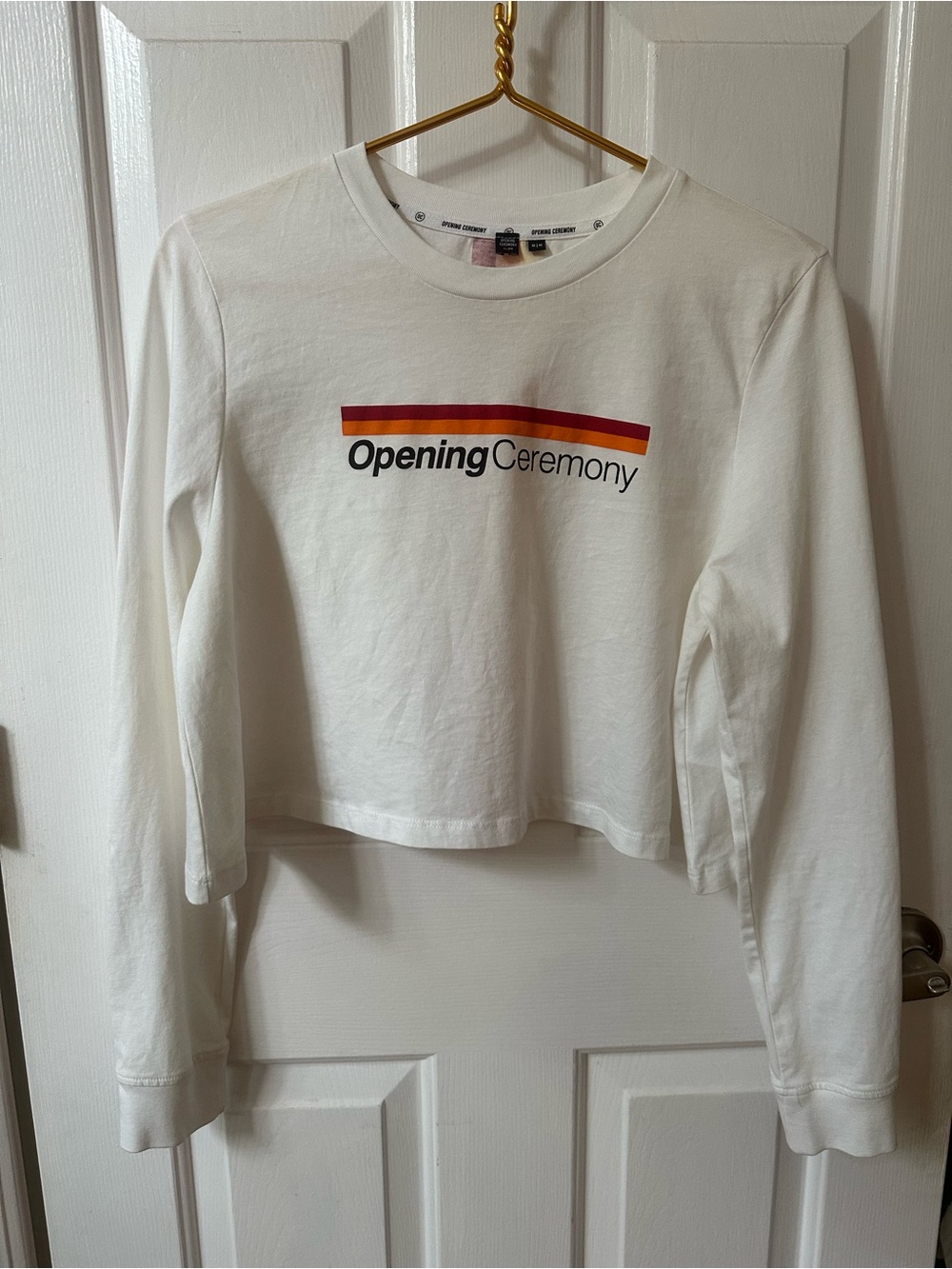Opening Ceremony NWOT Cropped White Long-Sleeve Logo Tee